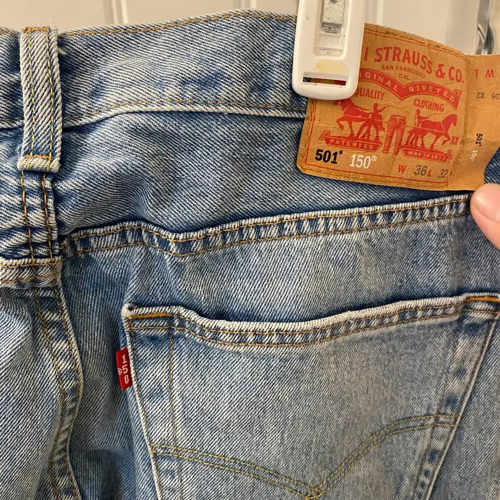 Levi’s Levi Strauss 501 150th Anniversary Light Blue Denim Jeans 36 x 32